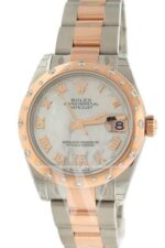 Datejust 31 White Mother of Pearl Roman Large VI set with Diamond Dial Diamond Bezel 18K Rose Gold Two Tone Ladies Watch 178341 - Image 7