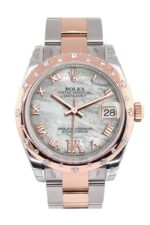 Datejust 31 White Mother of Pearl Roman Large VI set with Diamond Dial Diamond Bezel 18K Rose Gold Two Tone Ladies Watch 178341 - Image 2