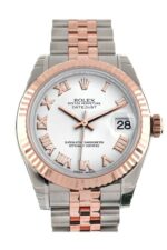 Datejust 31 White Roman Dial Fluted Bezel 18K Rose Gold Two Tone Jubilee Ladies Watch 178271 - Image 6