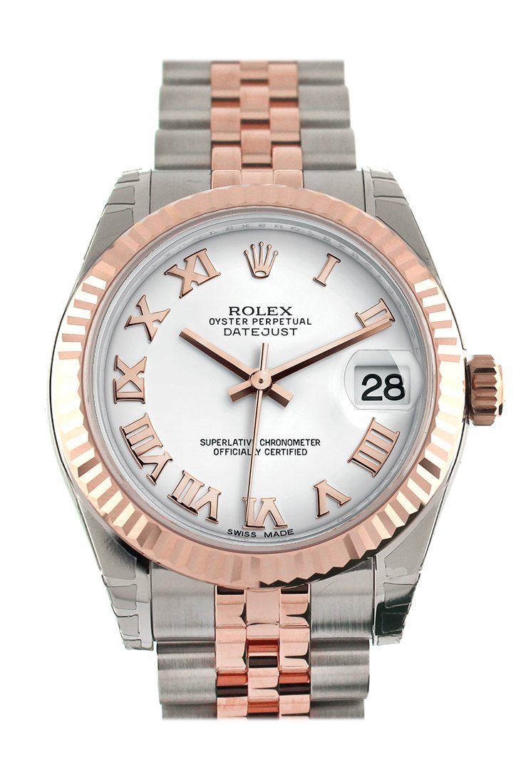 datejust-31-white-roman-dial-fluted-bezel-18k-rose-gold-two-tone-jubilee-ladies-watch-178271-xs3sb.jpg Datejust 31 White Roman Dial Fluted Bezel 18K Rose Gold Two Tone Jubilee Ladies Watch 178271 - Image 1