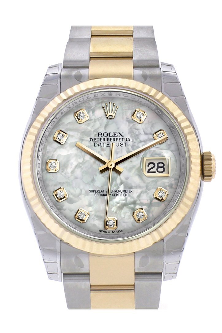 datejust-36-white-mother-of-pearl-diamond-dial-fluted-18k-gold-two-tone-oyster-watch-116233-ddyqf.jpg Datejust 36 White mother-of-pearl Diamond Dial Fluted 18K Gold Two Tone Oyster Watch 116233 - Image 1