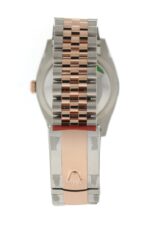 Datejust 36 White Mother-of-Pearl Set with Diamonds Dial Fluted Rose Gold Two Tone Jubilee Watch 126231 NP - Image 4