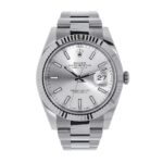 Datejust II Stainless Steel White Gold Silver Index Dial Watch 116334