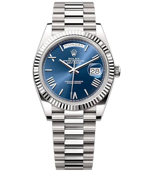 rolex-day-date-40-presidential-blue-dial-fluted-bezel-president-bracelet-white-gold-watch-jikjr.webp Rolex Day-Date 40 Presidential Blue dial, Fluted Bezel, President bracelet, White gold Watch - Image 1