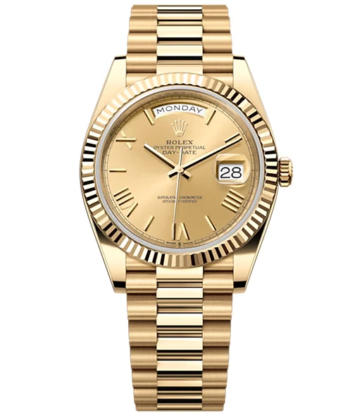 rolex-day-date-40-presidential-champagne-dial-fluted-bezel-president-bracelet-yellow-gold-watch-wn2ya.webp Rolex Day-Date 40 Presidential Champagne dial, Fluted Bezel, President bracelet, Yellow gold Watch - Image 1