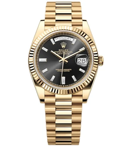 Rolex Day-Date 40 Presidential dial, Fluted Bezel, President bracelet, 2022 model Yellow gold Watch 228238-0004