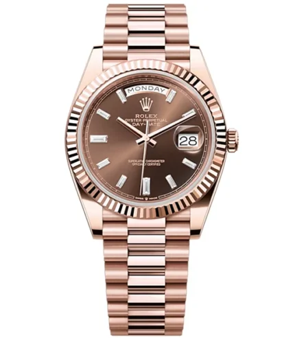 Rolex Day-Date 40 Presidential Sundust Baguette Diamond Dial 18K Everose Gold Automatic Men’s Watch