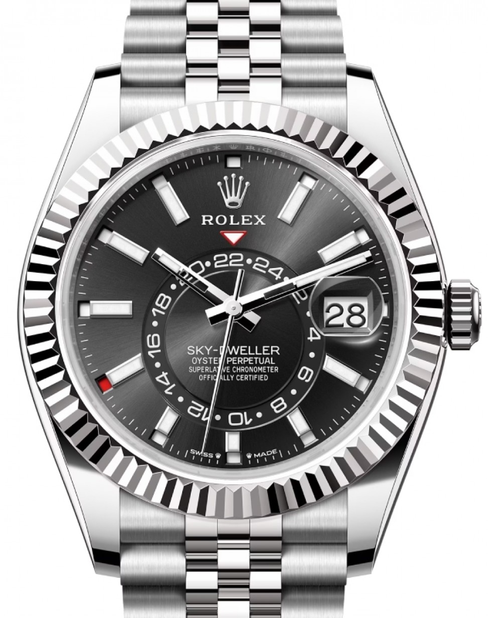 rolex-sky-dweller-black-dial-18k-white-gold-bezel-steel-jubilee-men8217s-watch-3100034-aagez.jpg Rolex Sky Dweller Black Dial 18K White Gold Bezel Steel Jubilee Men’s Watch 3100034 - Image 1