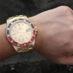 Rolex Submariner Golden Blue / Red Diamond Gold Dial 40mm - Image 6