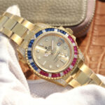 Rolex Submariner Golden Blue / Red Diamond Gold Dial 40mm - Image 9