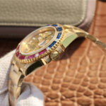 Rolex Submariner Golden Blue / Red Diamond Gold Dial 40mm - Image 8
