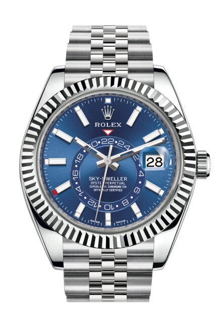 Sky Dweller Blue Dial 18K White Gold Bezel Steel Jubilee Men’s Watch 326934