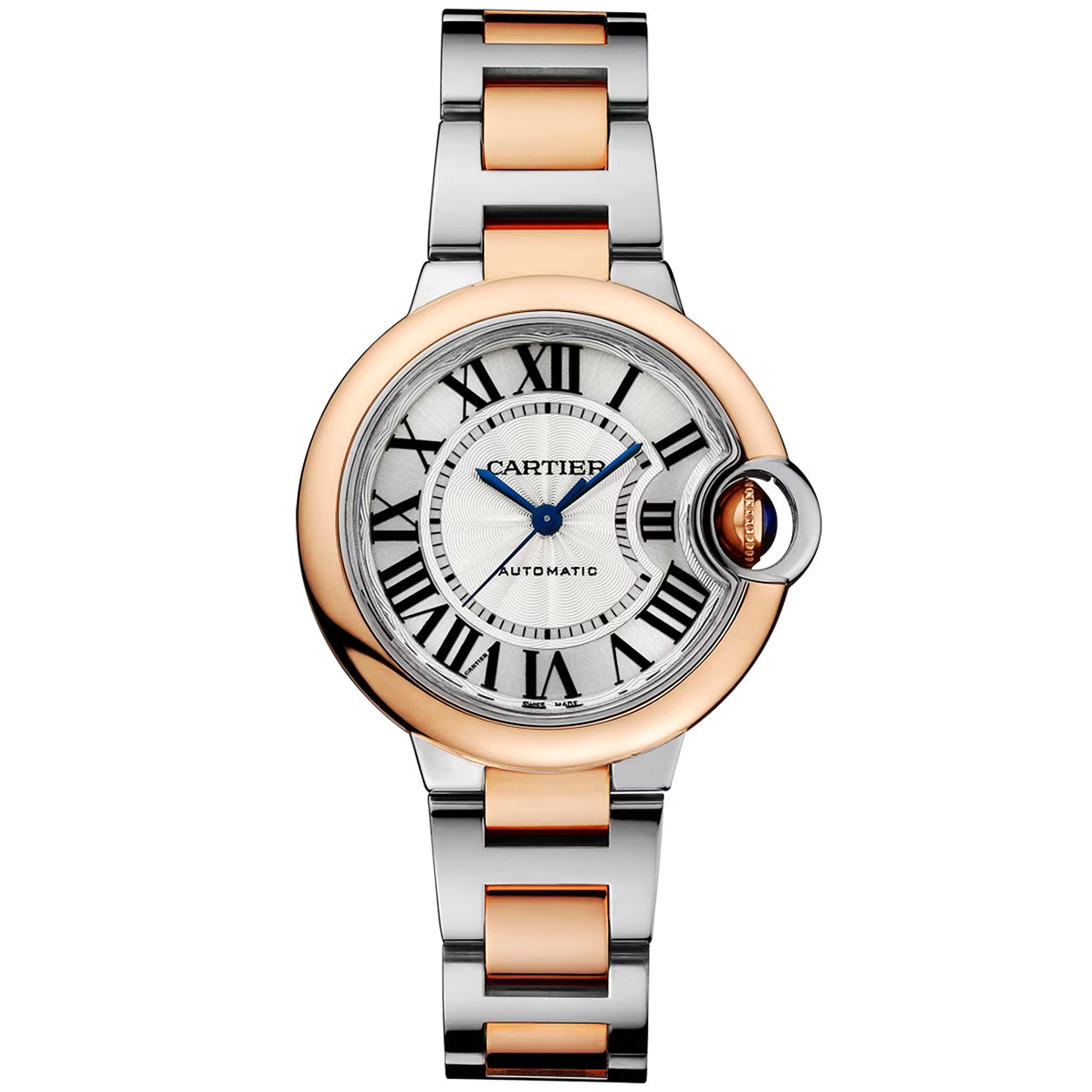 ballon-bleu-de-cartier-33mm-18ct-pink-gold-and-steel-watch-kz088.jpg Ballon Bleu de Cartier 33mm 18ct Pink Gold and Steel Watch - Image 1