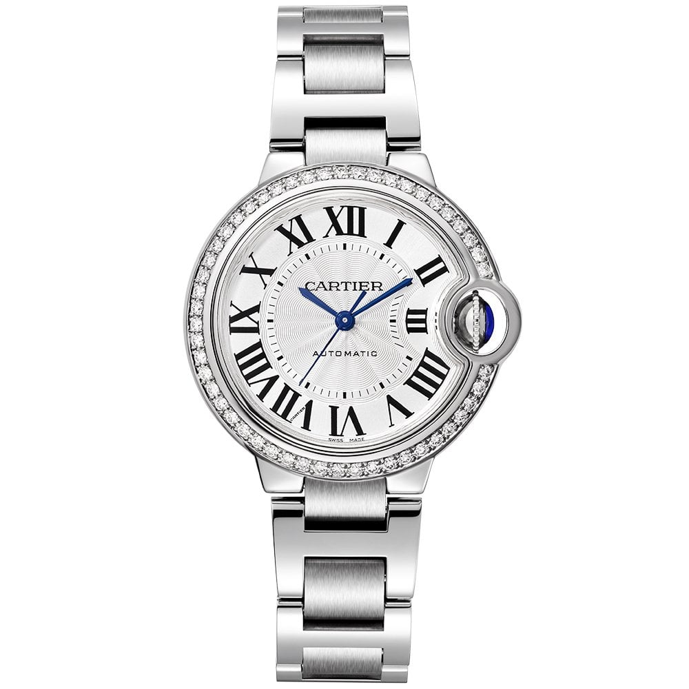 ballon-bleu-de-cartier-33mm-silver-dial-diamond-set-bezel-watch-txaql.jpg Ballon Bleu de Cartier 33mm Silver Dial Diamond Set Bezel Watch - Image 1