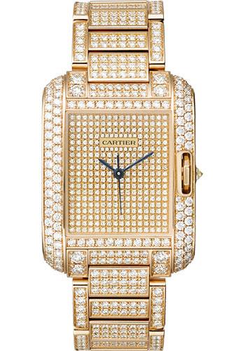 Cartier Tank Anglaise Watch – Medium Pink Gold Diamond Case – Diamond Paved – Diamond Bracelet – HPI00560