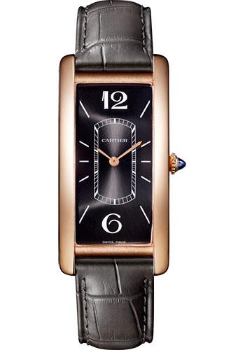 Cartier Tank Cintree Watch – 46.3 mm Pink Gold Case – Black Dial – Dark Gray Alligator Strap – WGTA0025