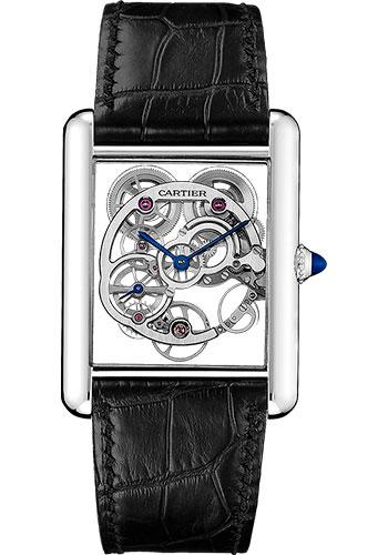 Cartier Tank Louis Cartier Watch – 30 mm White Gold Case – Pink Gold Case Bezel – Skeleton Dial – Black Alligator Strap – W5310012
