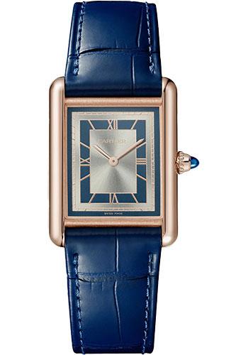 Cartier Tank Louis Cartier Watch – 33.7 mm x 25.5 mm Rose Gold Case – Silvery Blue Dial – Navy Blue Alligator Strap – WGTA0058