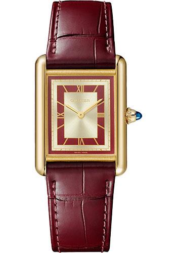 Cartier Tank Louis Cartier Watch – 33.7 mm x 25.5 mm Yellow Gold Case – Opaline Dial – Claret Alligator Strap – WGTA0059