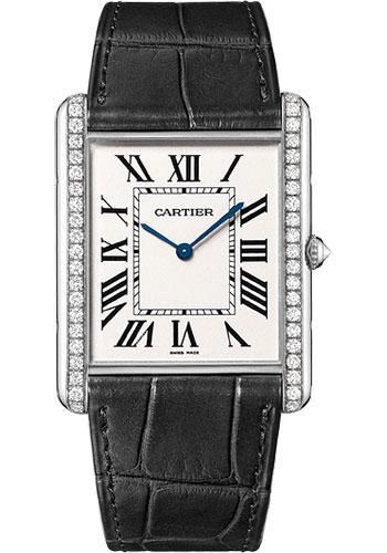 Cartier Tank Louis Cartier Watch – Extra large White Gold Diamond Case – Black Alligator Strap – WT200006