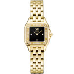 PanthÃ¨re de Cartier Small 18ct Yellow Gold Diamond Set Black Dial Watch