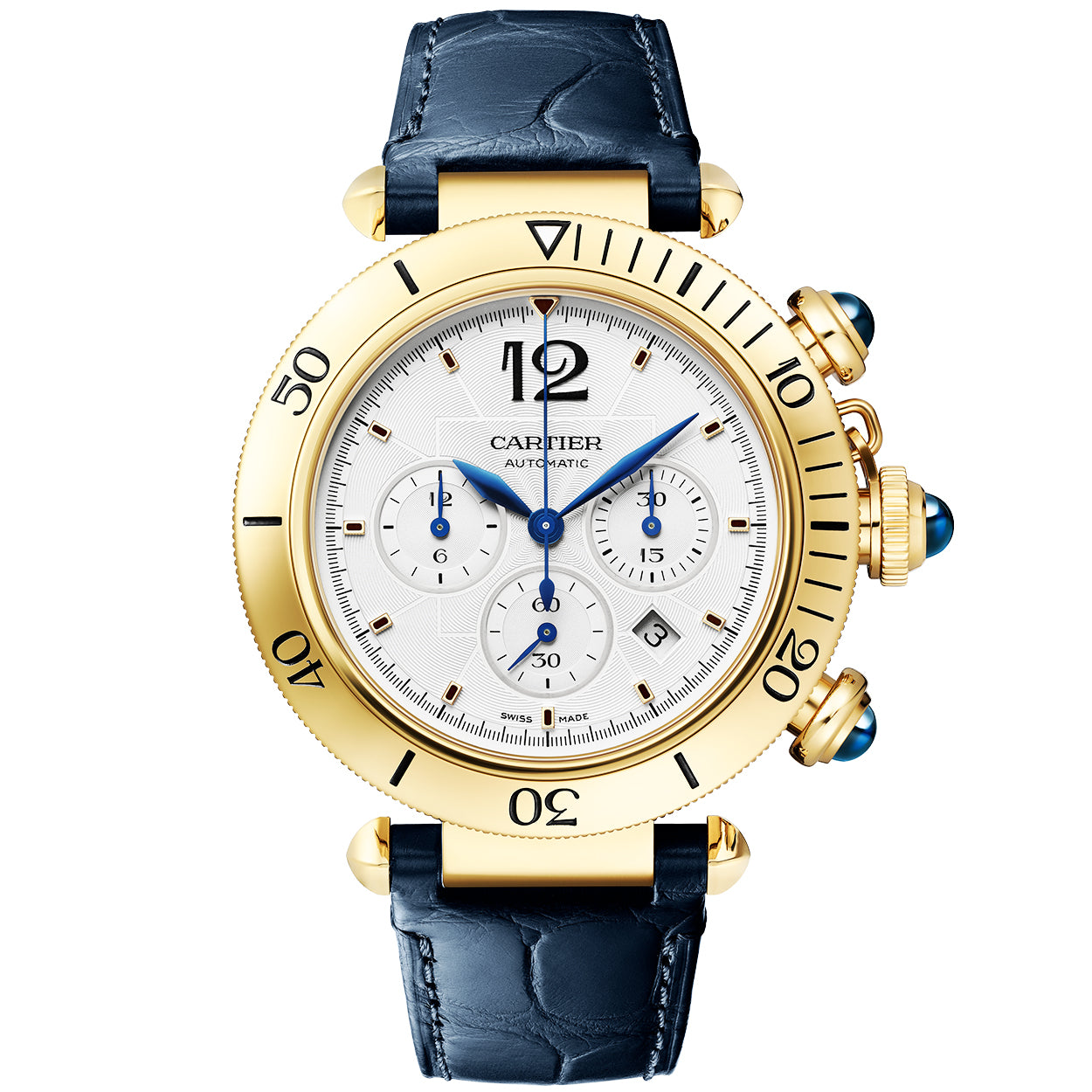 pasha-de-cartier-41mm-18ct-yellow-gold-chronograph-strap-watch-ultzi.jpg Pasha de Cartier 41mm 18ct Yellow Gold Chronograph Strap Watch - Image 1