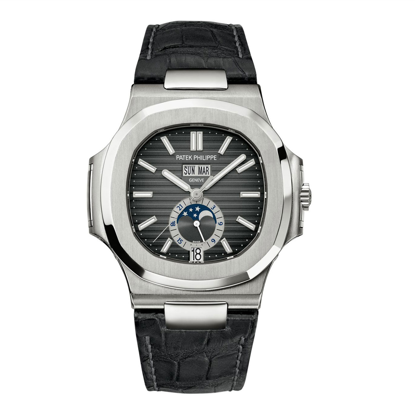 patek-philippe-nautilus-annual-calendar-moon-phases-watch-stainless-steel-405-mm-ref-5726a-001-t27cy.jpg Patek Philippe Nautilus Annual Calendar, Moon Phases Watch, Stainless Steel, 40,5 mm, Ref# 5726A-001 - Image 1