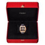 Santos de Cartier Large 18ct Rose Gold Skeleton Dial Strap Watch - Image 2