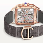 Santos de Cartier Large 18ct Rose Gold Skeleton Dial Strap Watch - Image 4