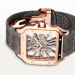 Santos de Cartier Large 18ct Rose Gold Skeleton Dial Strap Watch - Image 5
