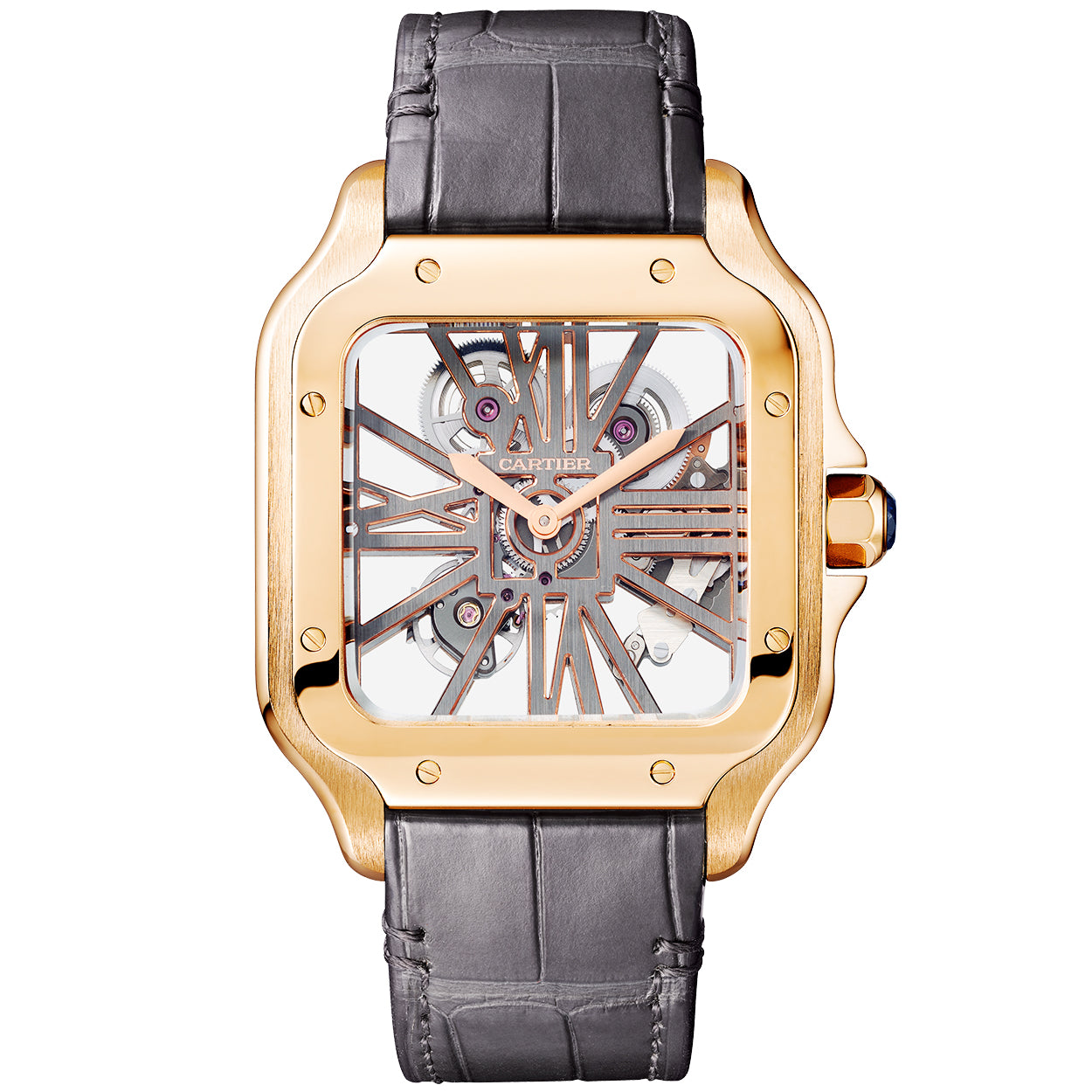 santos-de-cartier-large-18ct-rose-gold-skeleton-dial-strap-watch-xhqtg.jpg Santos de Cartier Large 18ct Rose Gold Skeleton Dial Strap Watch - Image 1