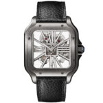 Santos de Cartier Large Skeleton Black ADLC Blue Strap Watch - Image 2