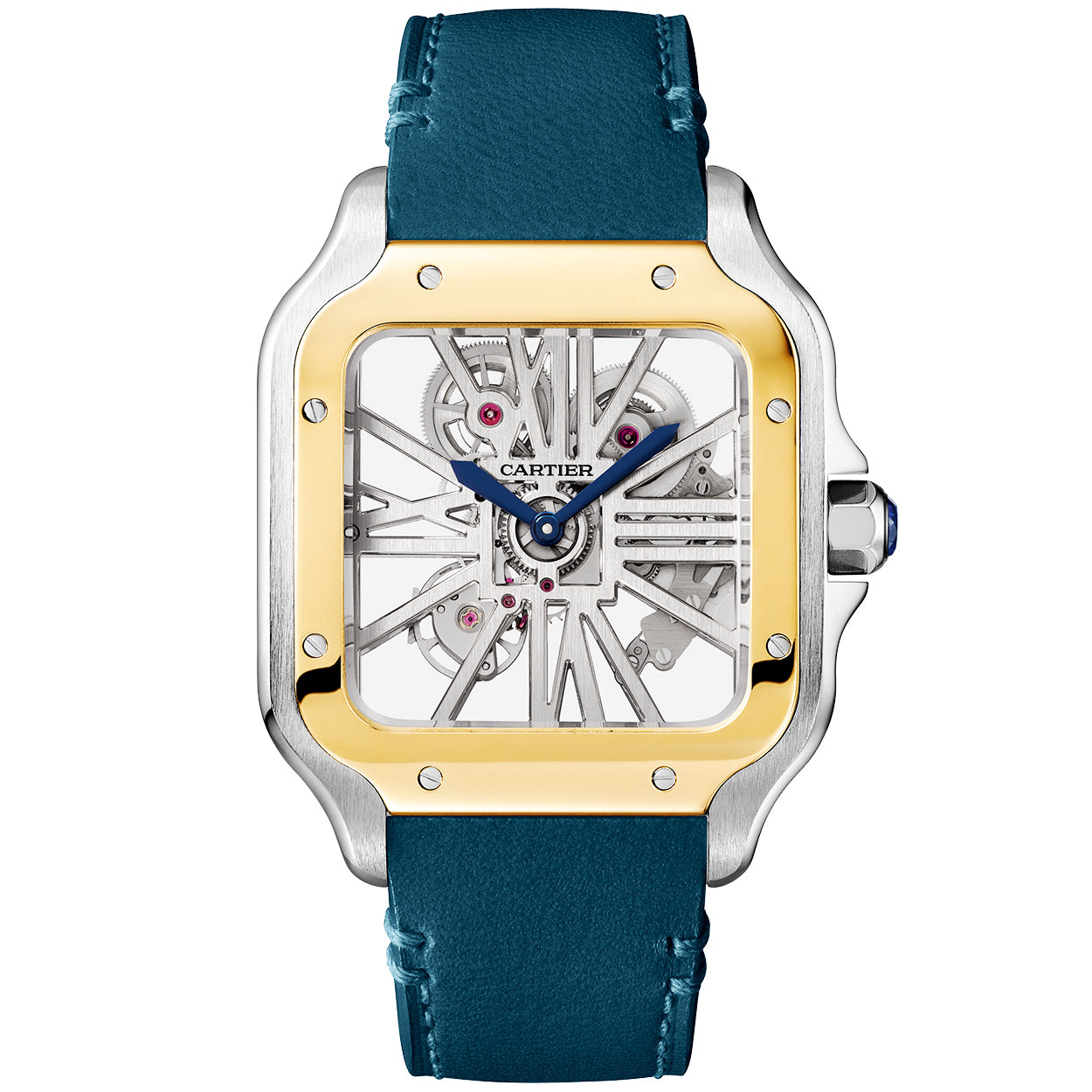 santos-de-cartier-large-skeleton-steel-amp-18ct-yellow-gold-strap-watch-kemux.jpg Santos de Cartier Large Skeleton Steel & 18ct Yellow Gold Strap Watch - Image 1