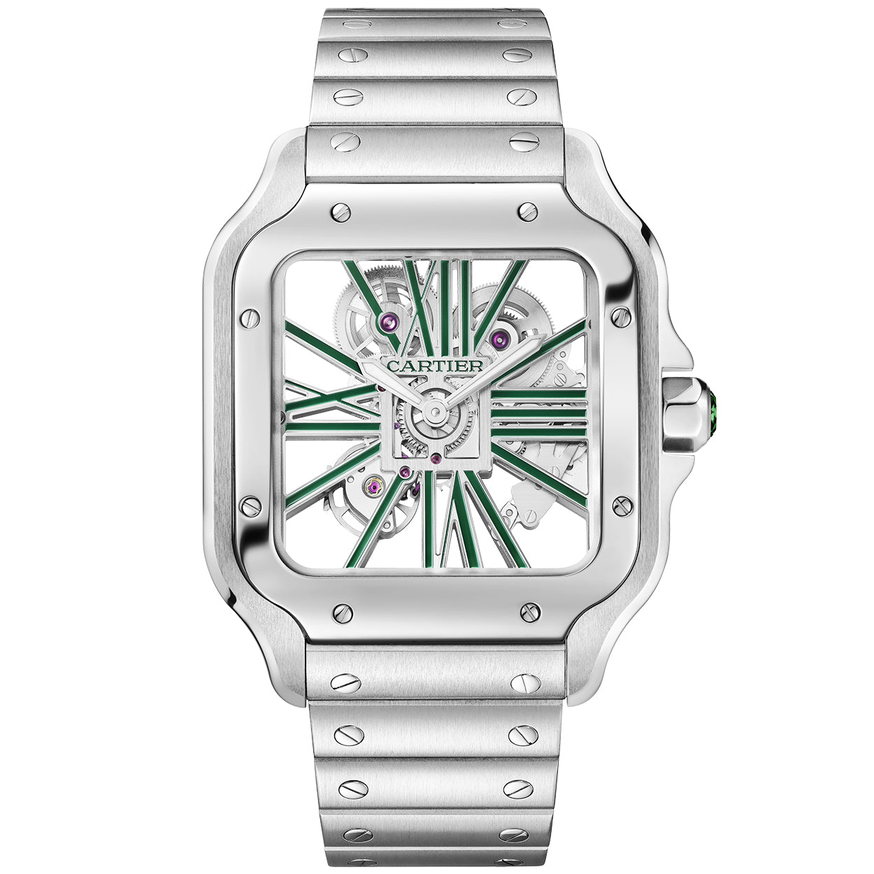 santos-de-cartier-large-skeletongreen-dial-men8217s-watch-jxcbe.jpg Santos de Cartier Large Skeleton/Green Dial Men’s Watch - Image 1