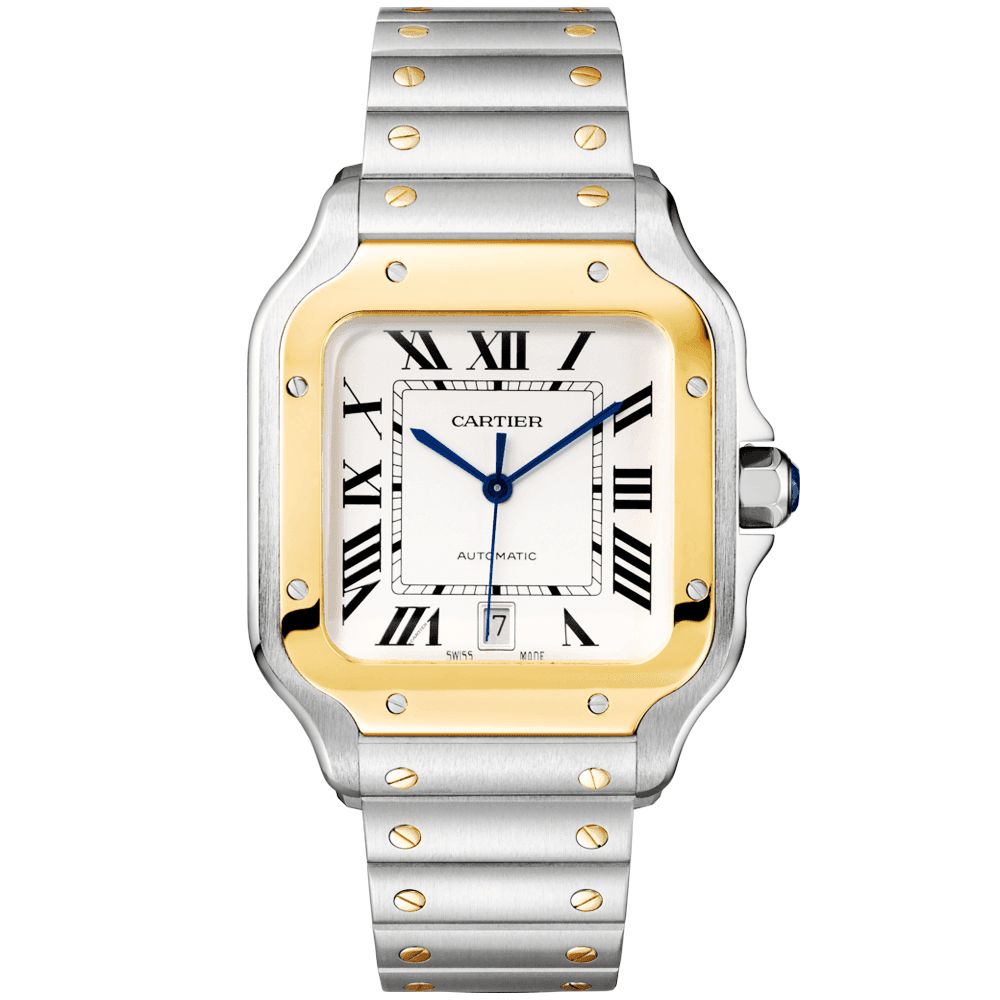 santos-de-cartier-large-steel-amp-18ct-yellow-gold-braceletstrap-watch-p2z39.png Santos de Cartier Large Steel & 18ct Yellow Gold Bracelet/Strap Watch - Image 1