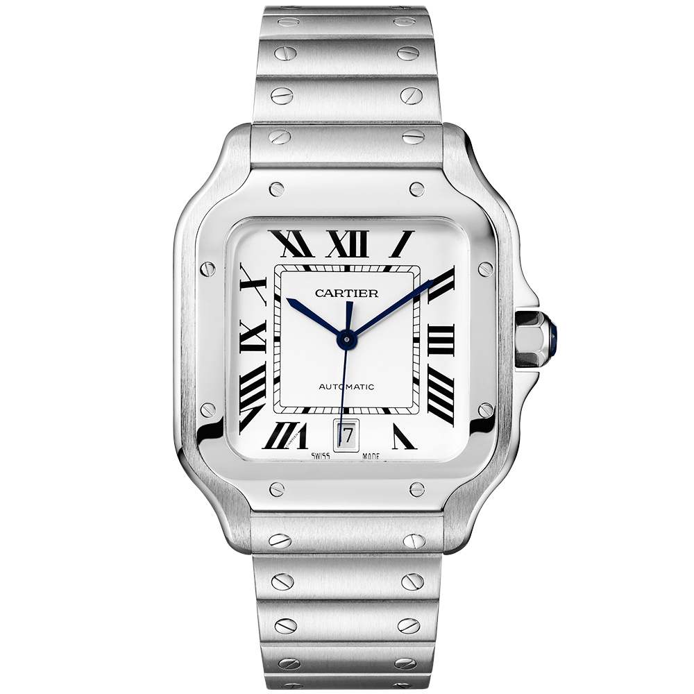 santos-de-cartier-large-steel-braceletstrap-watch-dluke.png Santos de Cartier Large Steel Bracelet/Strap Watch - Image 1