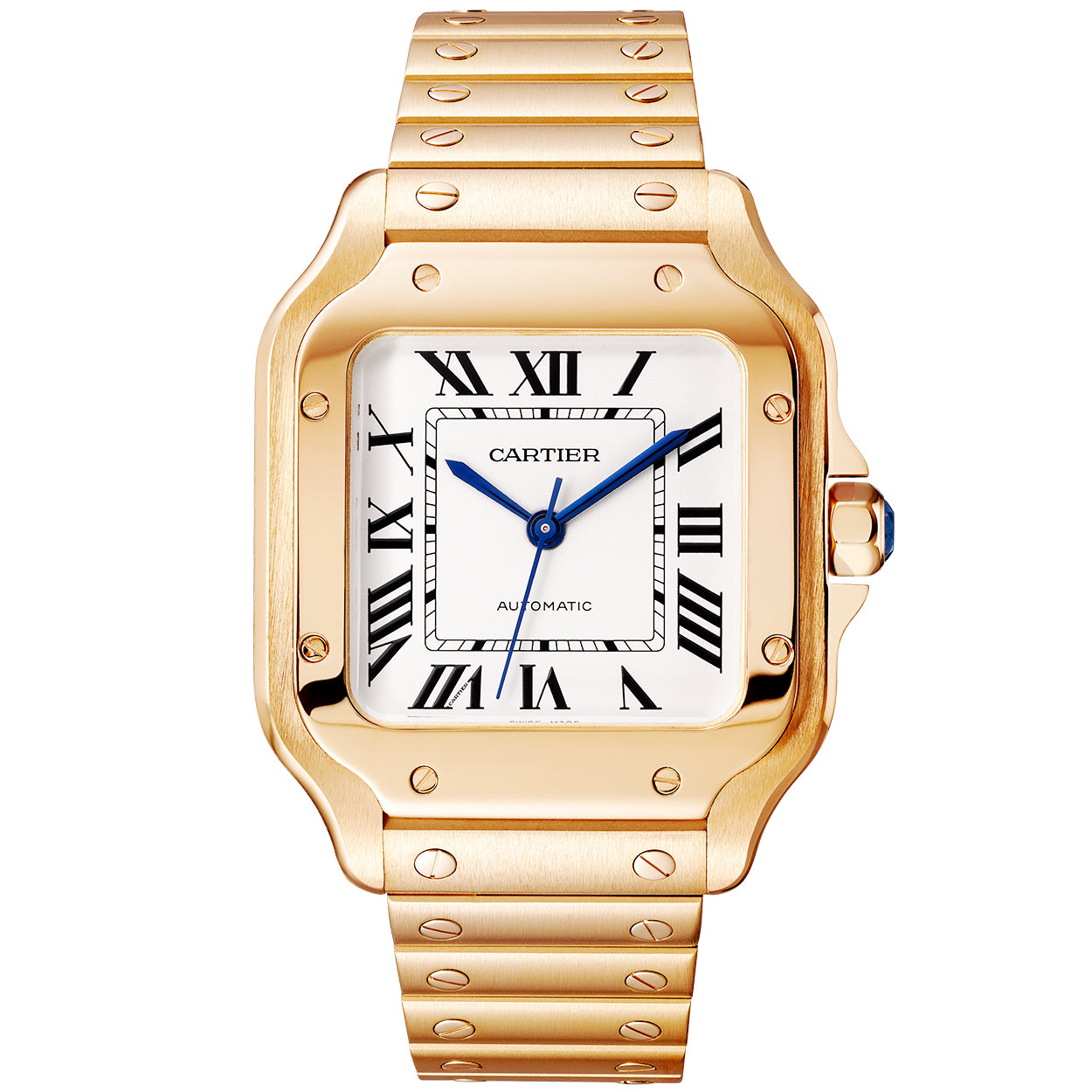 santos-de-cartier-medium-automatic-18ct-rose-gold-bracelet-watch-hsvxt.jpg Santos de Cartier Medium Automatic 18ct Rose Gold Bracelet Watch - Image 1