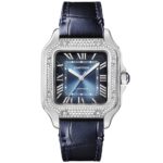 Santos de Cartier Medium Diamond Set Automatic Steel Bracelet/Strap Watch - Image 2