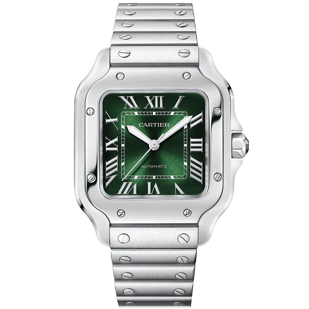 santos-de-cartier-medium-smoky-green-dial-automatic-braceletstrap-watch-vq6py.png Santos de Cartier Medium Smoky Green Dial Automatic Bracelet/Strap Watch - Image 1