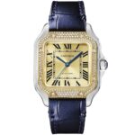 Santos de Cartier Medium Steel & 18ct Yellow Gold Diamond Set Watch - Image 2