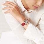 Santos-Dumont Large 18ct Rose Gold Silver Dial Diamond Bezel Watch - Image 2