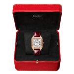Santos-Dumont Large 18ct Rose Gold Silver Dial Diamond Bezel Watch - Image 3