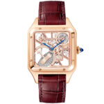 Santos-Dumont Large 18ct Rose Gold Skeleton Dial Automatic Watch - Image 2