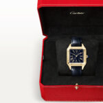 Santos-Dumont Large 18ct Yellow Gold Blue Dial Strap Watch - Image 2