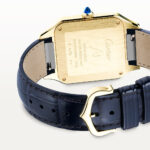 Santos-Dumont Large 18ct Yellow Gold Blue Dial Strap Watch - Image 3
